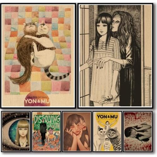 49 Designs Anime Tomie Souichi Tsujii Cat Diary Kraftpaper Poster Artwork Fancy Wall Sticker for Coffee House Bar