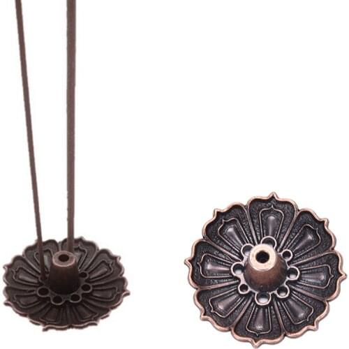 Aromatherapy Buddhist Craft Lotus Shape Metal Incense Plate Burner Holder 9 Holes For Stick Cone Incense Home Decor