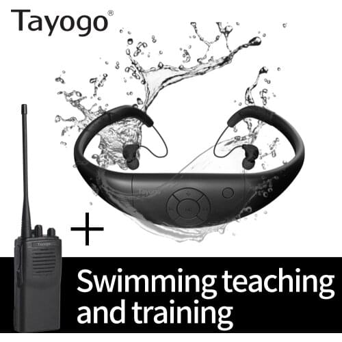 Tayogo IPX8 Wirelless Transmitter for Swimming Training with FM Receiver Waterpeoof Long Distance Clear Vioce for Swim Trainning