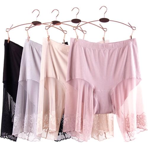 Large Size Safety Pants High-Waist Lace Leggings Under Skirt 5-Point Pants Safety Shorts Ladies Women Breathable Pants Underwear