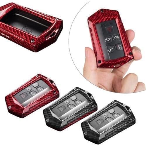 Car Carbon Fiber Key Fob Case Cover For Land Rover Range Rover Sport Evoque Velar Discovery Sport LR4 For Jaguar XE XF XJ F-PACE