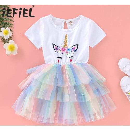 Infant Baby Summer Princess Dress Kid Girls Performance Costumes Children Birthday Party School Casual Lace Mesh Tutu Dresses