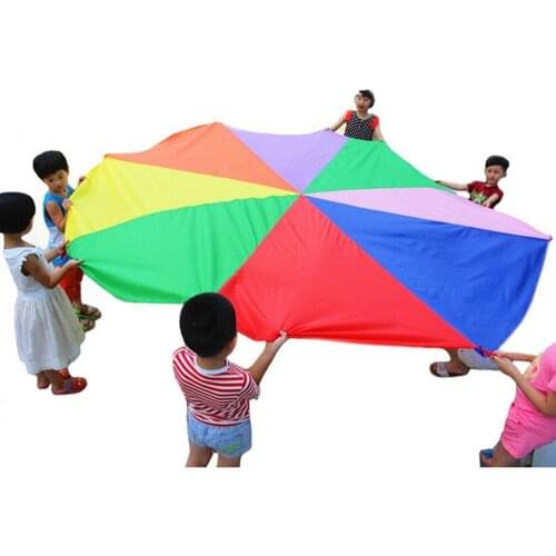 Children Kids Handles Teamwork Cooperative Play Outdoor Game 2 m Waterproof Umbrella Toy Rainbow Parachute Exercise Sport Toy