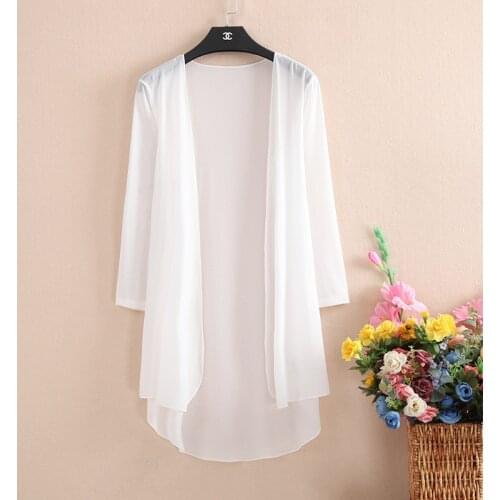 Cardigan Women Autumn Cardigan Feminino White Shirt Plus Size Boho Korean Long Sleeve Blouse 2021