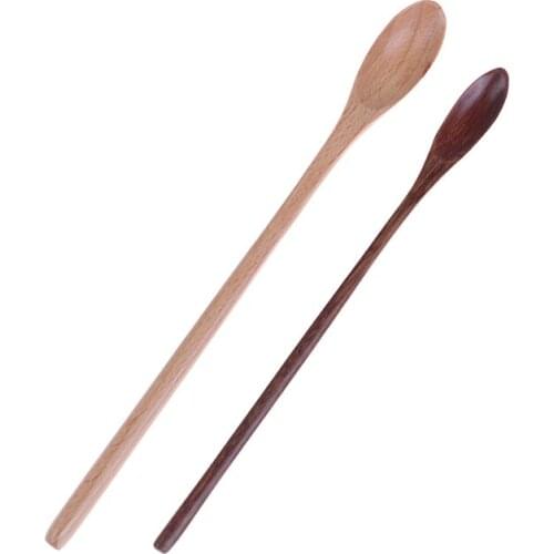 Long handle coffee spoon creative solid wood tableware stirring bar milk tea milk honey small wooden spoon