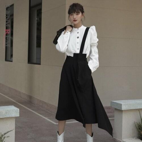 LANMREM 2021 New Autumn Summer Irregular Skirt Chain Asymmetrical Skirt Female All Match Bottom WL07301M
