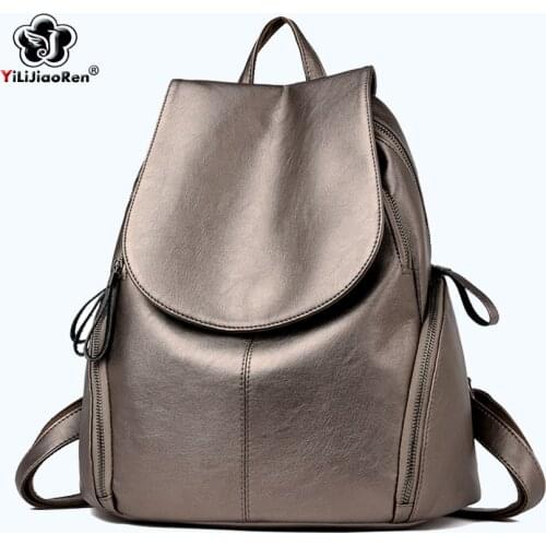 Fashion Zipper Backpacks For Girls Soft Leather Backpack Women Shoulder Bag Large Capacity Backpacks For School Teenagers Girls