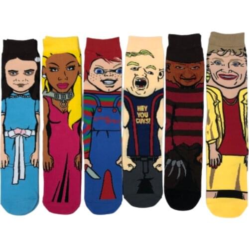 Horror Movie Socks Character Print Crzay Socks Funny Cartoon Novelty Socks Cotton Street Style Dress Novetly Horror socks