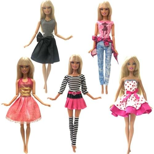 NK 2020 5 Set Newest Doll Leisure Dress Beautiful Noble Party ClothesTop Fashion Dress For Barbie Doll Best Child Girl Gift 5X