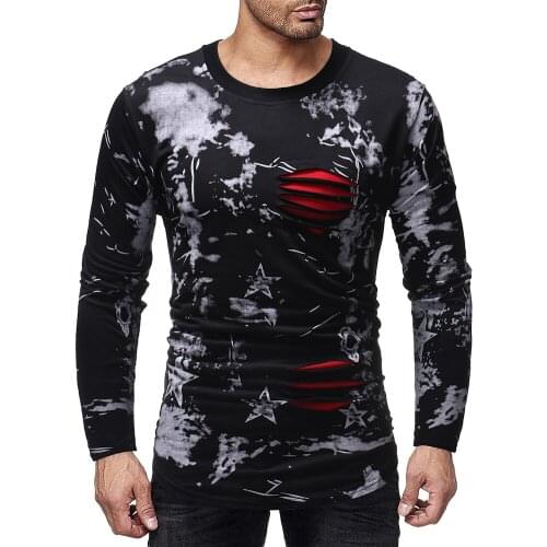 New foreign trade mens fashion ones morality leisure long-sleeved T-shirt mens clothing mens clothing men clothes 2018