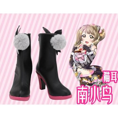 Minami Kotori Cos Shoes Love Live Arcade Game Minami Kotori Cat Double Pony Tail Cosplay Shoes High Heel Boots H