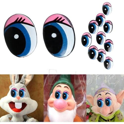 Oval Blue Safety Plastic Eyes Toy Puppets Dolls Eyes DIY 24 x 18mm 5 Pairs(10Pcs)