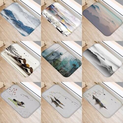 Landscape Painting Scenery Doormat Flannel Home Decoration Non-slip Floor Mat Door Mat Doormat Mat