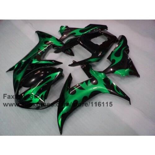 Full injection fairings set for YAMAHA 2002 R1 2003 YZF R1 02 03 green flame ABS plastic fairing parts