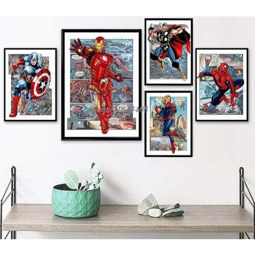 Comics Poster Avengers Captain America Iron Man Disney Canvas Painting Marvel Wall Art Print Home Decoration Picture on The Wall