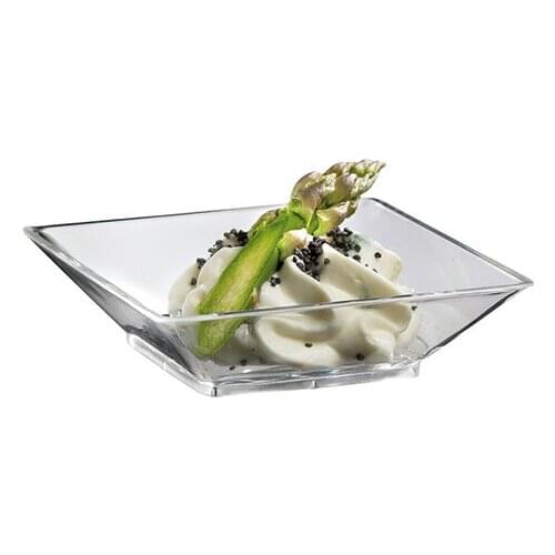Promotion - Party Suppliers, Disposable Plastic Tableware, 65*65mm Clear Mini Modern Square Dessert Plate/Dish, 20/Pack