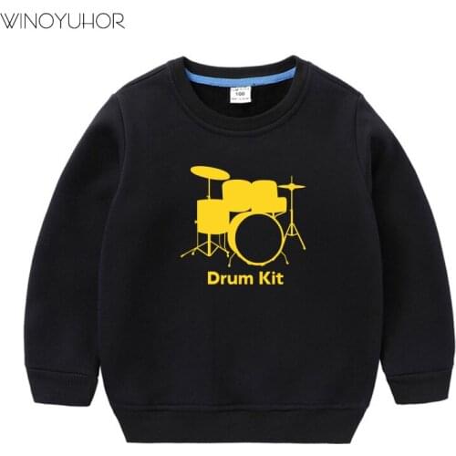 Kids Baby Boys Girls Hoodie Clothes Toddler Children Winter Long Sleeve Sweatshirts Cotton Drum Kit Hip Hop Print Tops