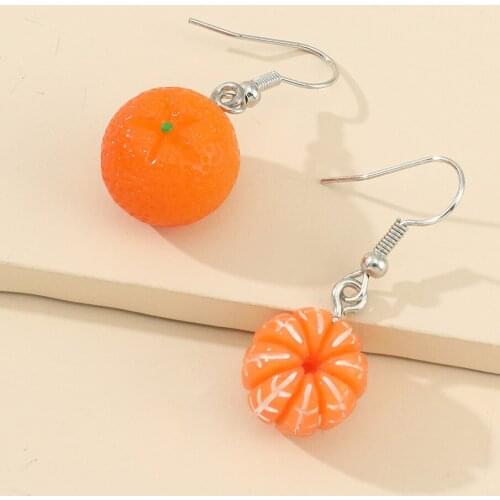 2021New Korean Orange Asymmetry Fruit Shaped Drop Earrings For Women Sweet Girls Cute Pendientes Jewelry Gifts