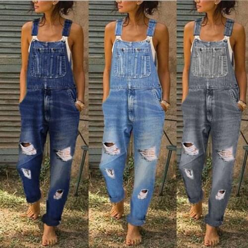 KALENMOS Ripped Jeans Women Denim Overalls Pants Loose Autumn Jumpsuits Pantalones Vaqueros Mujer Baggy Jean High Street Trouser
