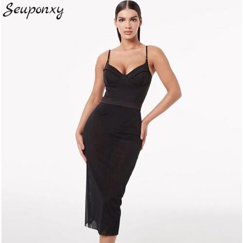 High Quality Womens Sexy Spaghetti Strap Backless Lace-Up Bandage Dress 2021 Summer Bodycon Celebrity Party Dress Vestidos