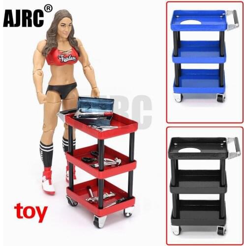 1/10 simulation tool cart Three-layer metal trolley Mobile material cart Tool maintenance rack TRAXXAS TRX4 TRX6 SCX10 AXIAL D90