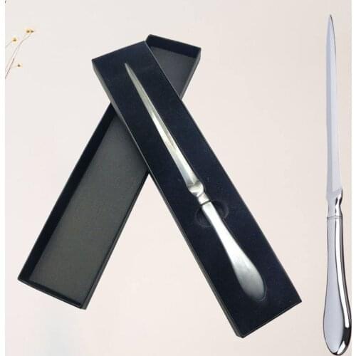 Portable Alloy Letter Opener Envelope Opener with Gift Box Practical Paper Cutter for Home Shop (Silver)