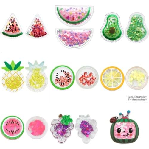 10pcs Fruit Strawberry Acrylic Shakers With Sequins Quicksand For Phone Case Decoration,DIY Hair Bow Accessories,10Yc18640