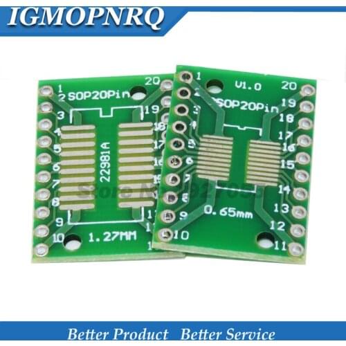 10pcs SOP20 SSOP20 TSSOP20 To DIP20 Pitch 0.65/1.27mm IC Adapter PCB Board