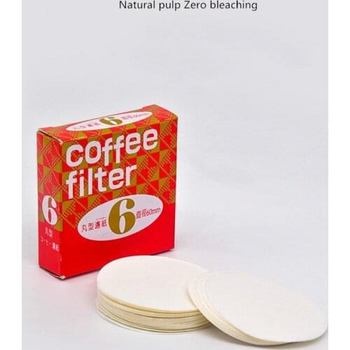100PCS Round Coffee Filter Paper 56mm Number 6 for Espresso Coffee Maker V60 Dripper Coffee Filters Tools Pot Paper Filter