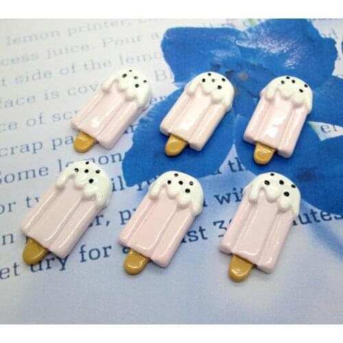 20Pcs Resin Light Pink Ice Cream Crafts Flatback Cabochon Scrapbooking Decorations Fit Hair Clips Embellishments Beads Diy