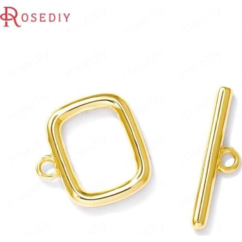 39152)4 Sets 24K Gold Color Brass Rectangle O Toggle Clasps Bracelet Connect Clasps Jewelry Making Supplies Diy Accessories