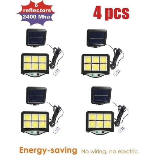 4pcs seperable Powerful Solar Light Outdoor Motion Sensor Waterproof Garden LED Solar wall Lamp Spotlights remote For Path Stree