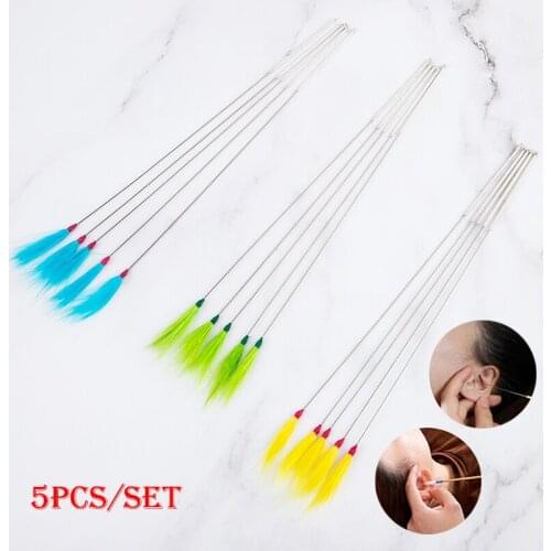 5Pcs/lot Feather Earpick Wax Remover Curette Adult Ear Dig Tools Spoon Cleaner Stick Health Care