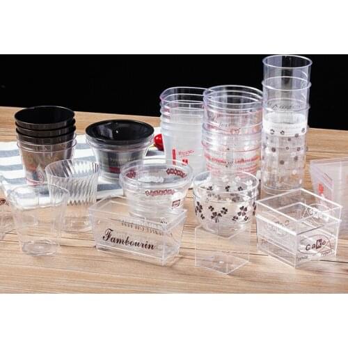 50pcs High quality creative pudding cup transparent household handmade DIY dessert yogurt ice cream jelly decor plastic cup