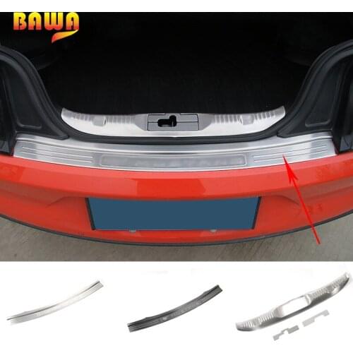 HANGUP Stainless Car Rear Trunk Guard Board Bumper Door Sill Decoration Cover Trim Sticker For Ford Mustang 2015 Up Car Styling