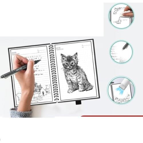 Smart Reusable Erasable Notebook Paper Erase Notepad Note Pad Lined With Pen Pocketbook Diary Journal Office School Drawing Gift