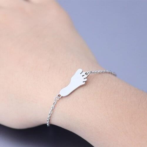 Friendship Bracelets-Cute Foot Print Stainless Steel Custom Adjustable Bracelet Fashion Jewelry Musician Womens Accessories