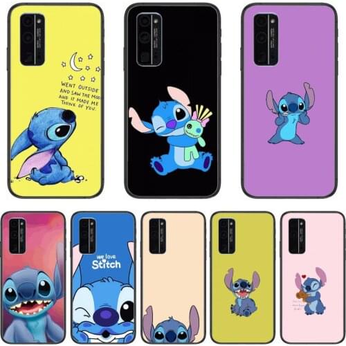Phone Case Disney Stitch Phone Case Hull For Huawei Honor 8 9 10 20 30 A S Lite Pro 5g i Black Back Soft Cell Cover Pretty
