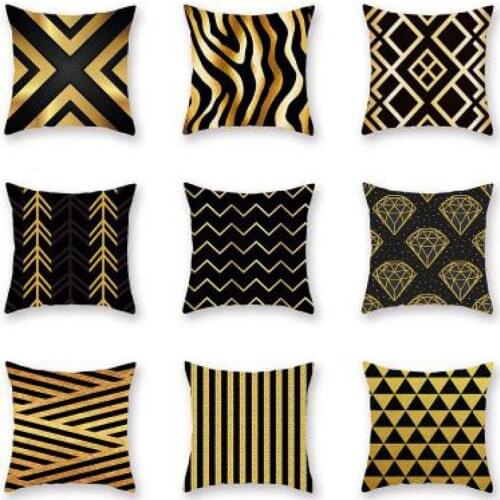 Black And Gold Geometric Cushion Cover Wave Triangle Diamond Pattern Abstract Art Pillow Case Nordic Style For Home Sofa