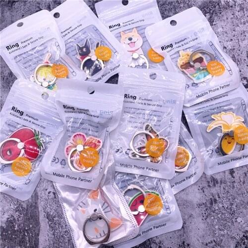 10Pcs Finger Ring Mobile Phone Smartphone Stand Holder Round Phone Ring Fruit football holder Cookies Socket Car Mount Stand