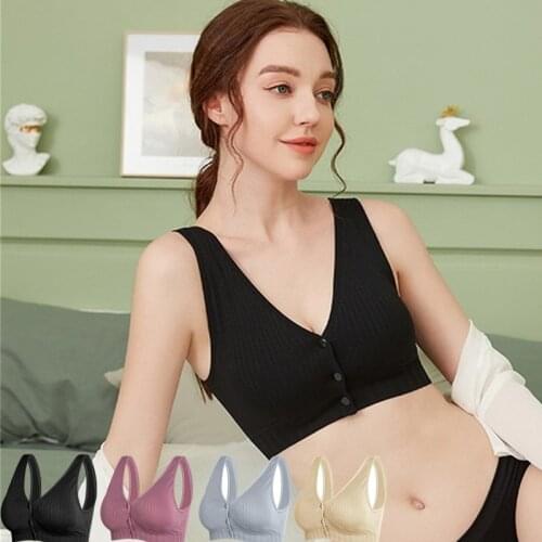 Cotton Wire Free Maternity Bra Tops Breastfeeding Bra Front Buttons Comfort Pregnant Feeding Nursing Bras Pregnancy Clothes Plus