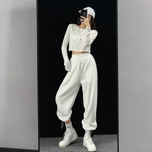 HOUZHOU Solid Korean Style Sweatpants Women Autumn 2021 Fashion Joggers Women High Waist Streetwear Loose Casual Trousers Female