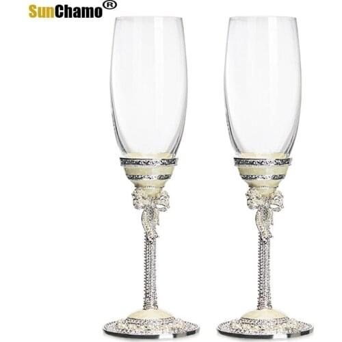 Crystal Glass Champagne Wedding Pair of Glasses Lettering Tall Red Wine Glasses Creative Wedding Gifts