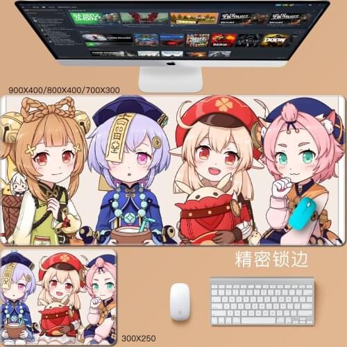 Game Genshin Impact Gaming Mouse Pad Mat Klee Keqing Zhongli Ganyu Xiao Hutao Ergonomic Rubber Cosplay Props Christmas Gift (3)