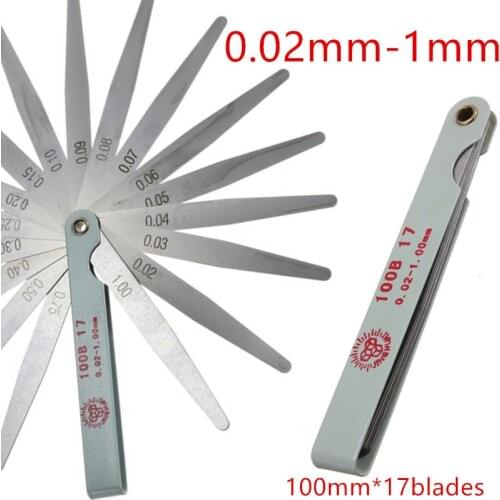 Useful 17 Blades 0.02 To 1mm Thickness Gap Metric Filler Feeler Gauge Measure Tool For Feeler Gauge Valve Shim Use