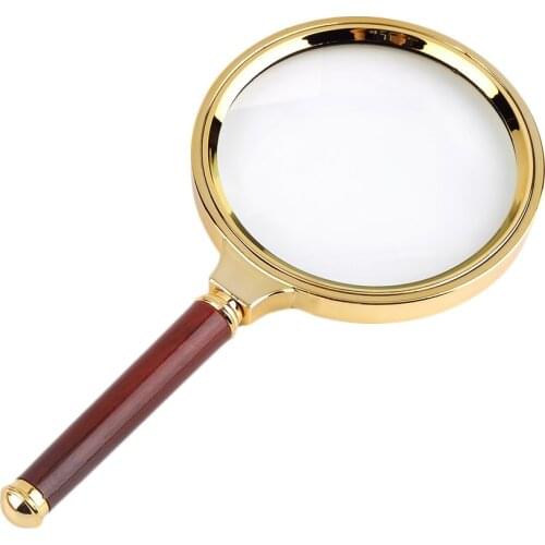 Classic 90mm Handheld Golden Frame And Red Handle 10X Magnifier Magnifying Glass Loupe Reading Jewelry Wholesale Drop shipping