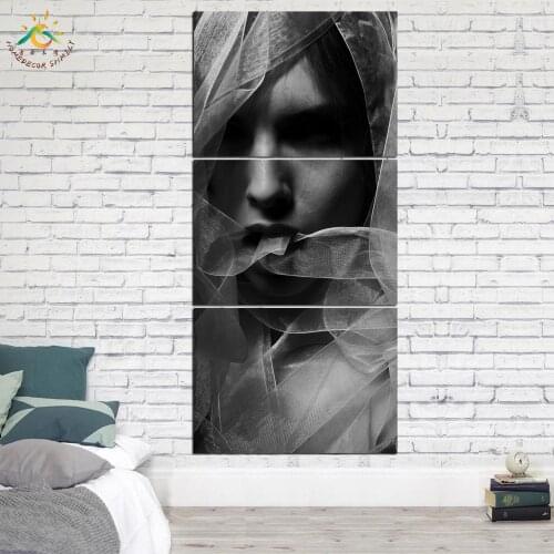 Beauty Black Wall Art HD Prints Canvas Art Painting Modular Picture And Poster Canvas Painting Decoration Home 3 PIECES