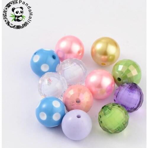Round Chunky Acrylic Bubblegum Ball Beads 20mm Mixed Color, Hole: 3mm; about 12pcs/50g