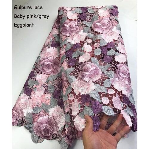Latest Design African Lace Fabrics High Quality Lace Guipure Cord Lace Fabric For Women Party Dress Material GDP007