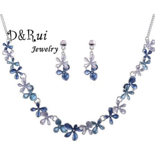 Best-selling Flower Pendants Necklaces Teenager Fashion Bridal Jewelry Sets Wedding Drop Dangle Earrings Set Friends Gifts Woman